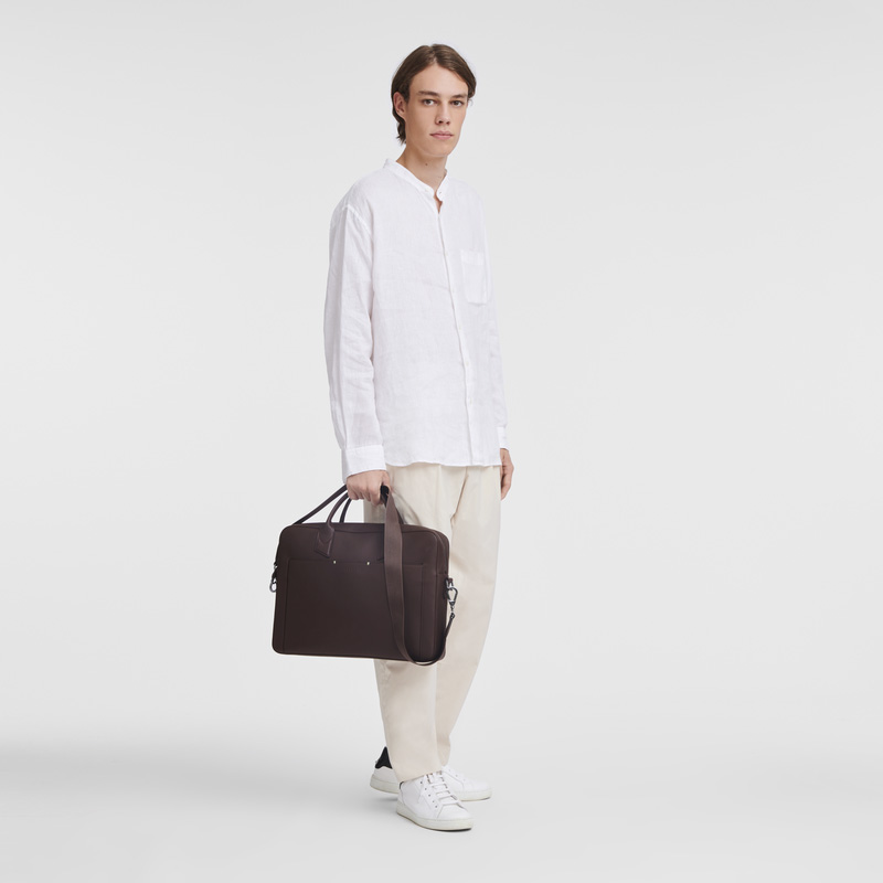 Pasta Longchamp sur Seine M Briefcase Masculino Mocha | LC-YTOE6790