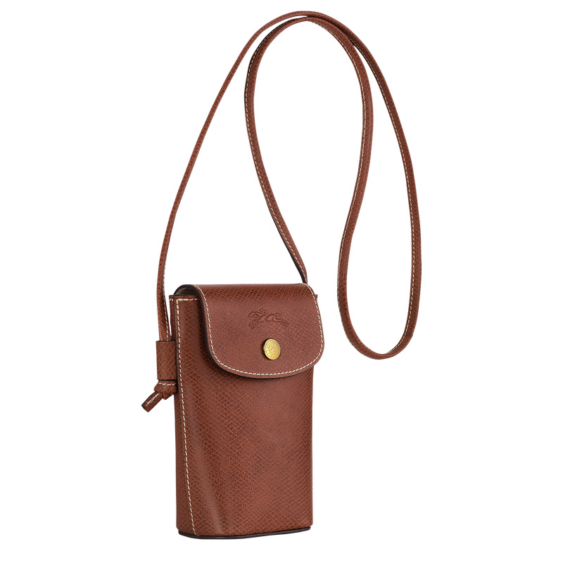 Pouches Longchamp Épure Phone case with leather lace Masculino Marrom | LC-ESMZ9356
