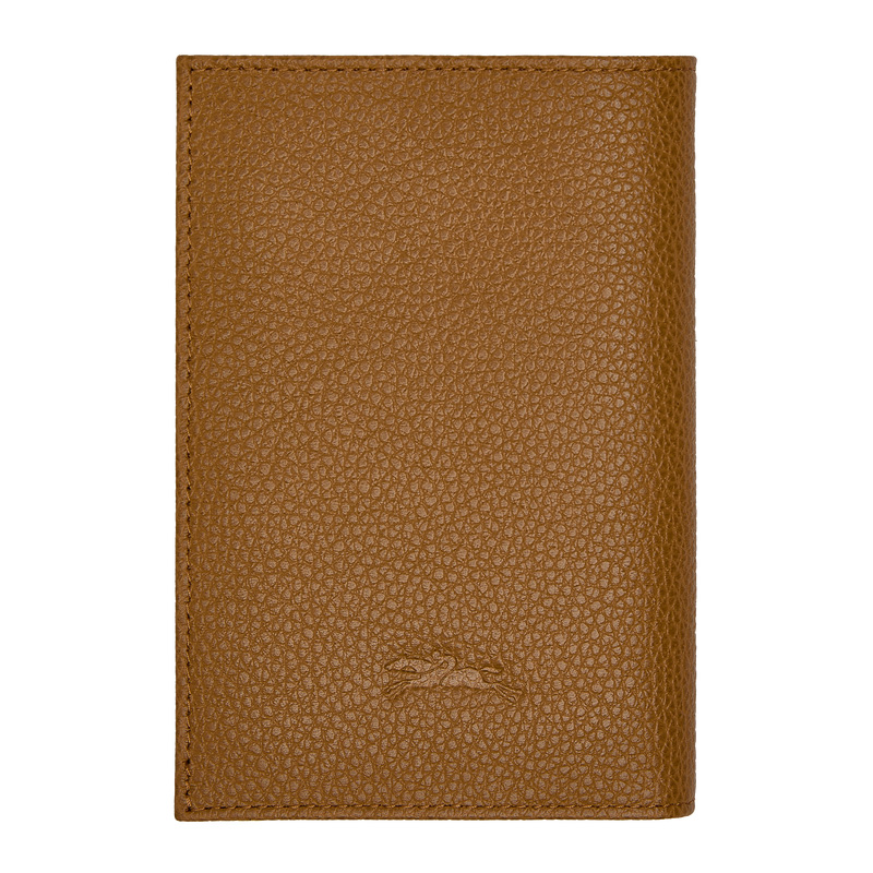 Pouches Longchamp Le Foulonné Passport cover Feminino Walnut | LC-RJNQ5034