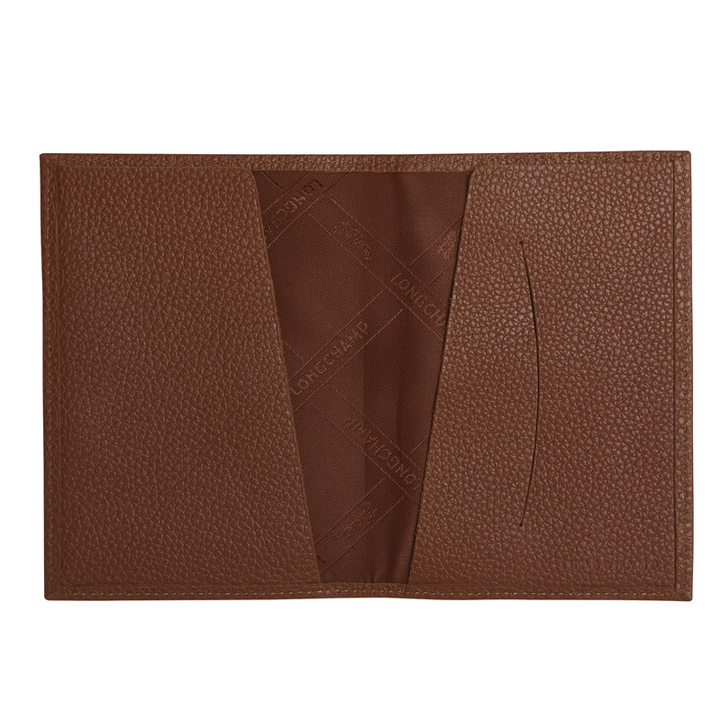 Pouches Longchamp Le Foulonné Passport cover Masculino Caramel | LC-WEOZ7035