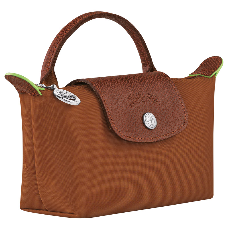 Pouches Longchamp Le Pliage Green Pouch with handle Feminino Cognac | LC-CFHG9408