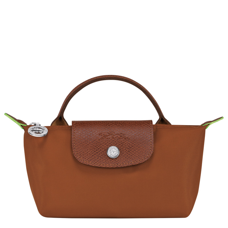 Pouches Longchamp Le Pliage Green Pouch with handle Feminino Cognac | LC-CFHG9408