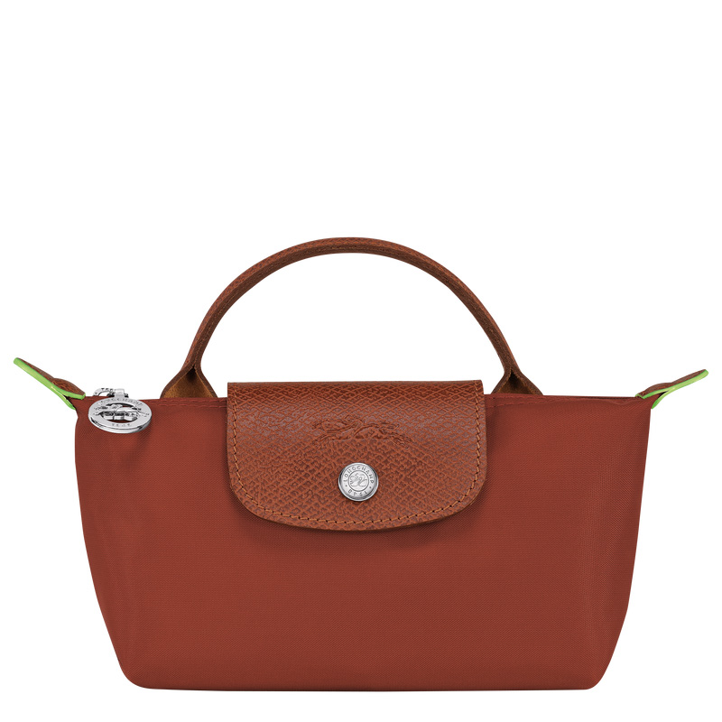 Pouches Longchamp Le Pliage Green Pouch with handle Masculino Chestnut | LC-NUUZ0062