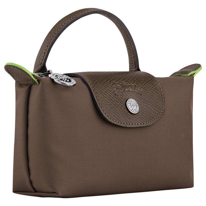 Pouches Longchamp Le Pliage Green Pouch with handle Masculino Terra | LC-VTOQ2849