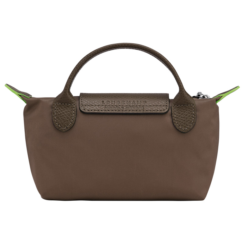 Pouches Longchamp Le Pliage Green Pouch with handle Masculino Terra | LC-VTOQ2849