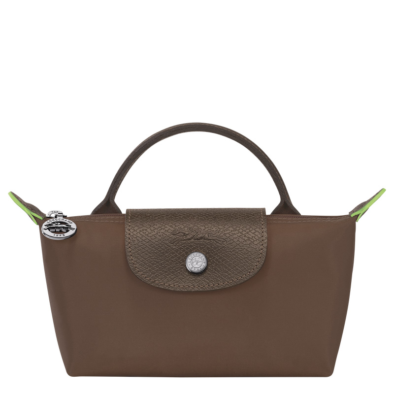 Pouches Longchamp Le Pliage Green Pouch with handle Masculino Terra | LC-VTOQ2849