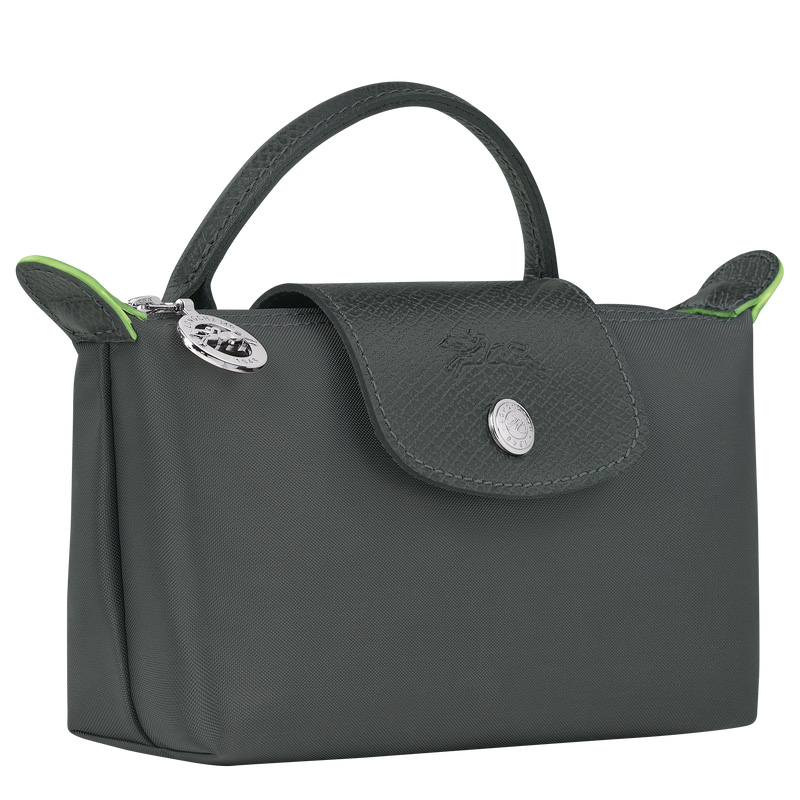 Pouches Longchamp Le Pliage Green Pouch with handle Masculino Graphite | LC-MBZD7695
