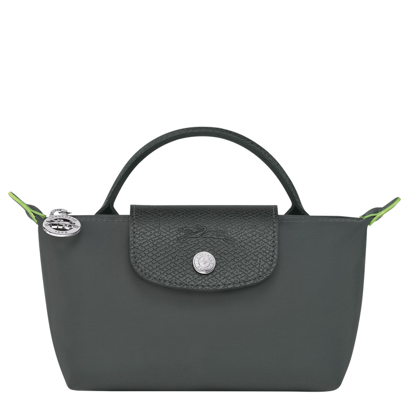 Pouches Longchamp Le Pliage Green Pouch with handle Masculino Graphite | LC-MBZD7695