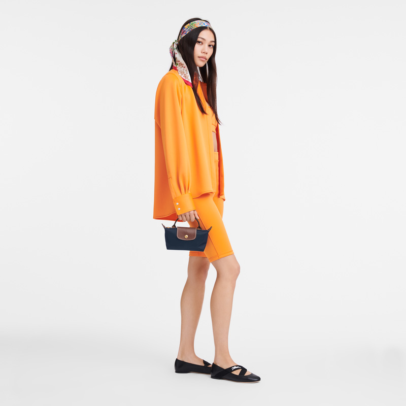Pouches Longchamp Le Pliage Original Pouch with handle Feminino Azul Marinho | LC-MJPN9504