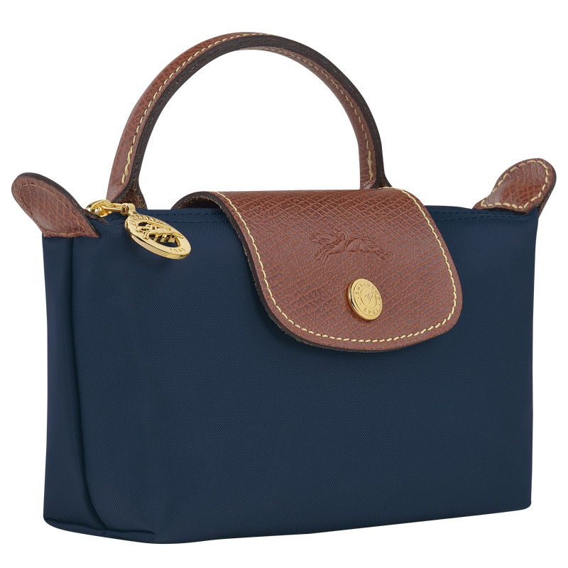 Pouches Longchamp Le Pliage Original Pouch with handle Feminino Azul Marinho | LC-MJPN9504