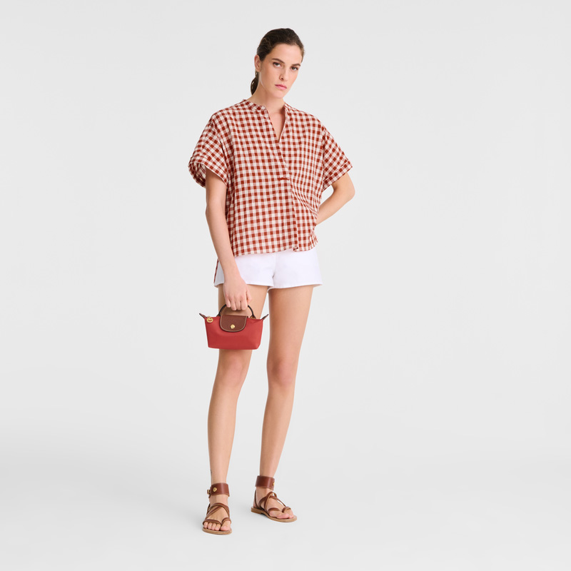 Pouches Longchamp Le Pliage Original Pouch with handle Feminino Tomato | LC-OSWS8390