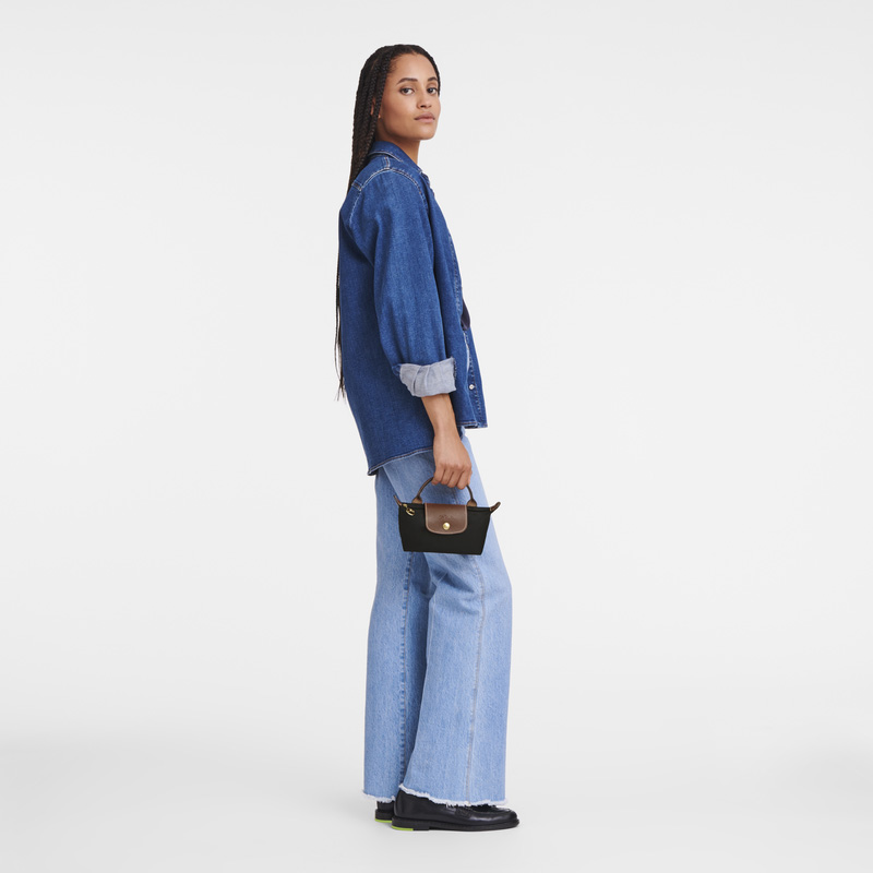 Pouches Longchamp Le Pliage Original Pouch with handle Masculino Pretas | LC-GOTM8475