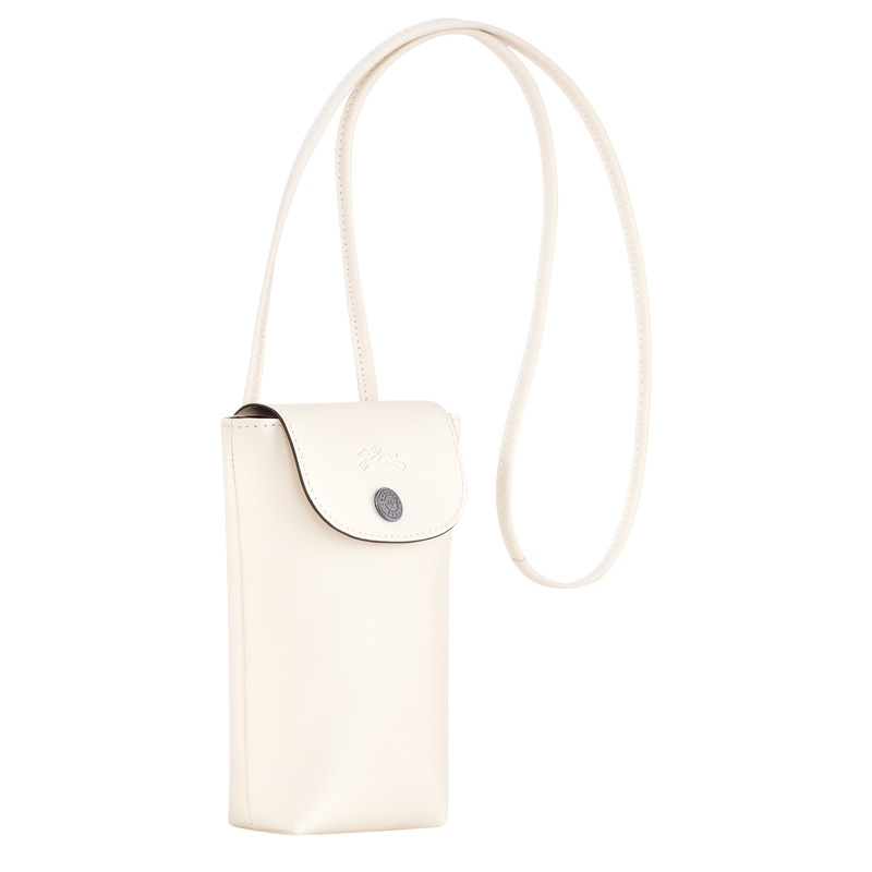 Pouches Longchamp Le Pliage Xtra Phone case with leather lace Masculino Ecru | LC-ABLE1622
