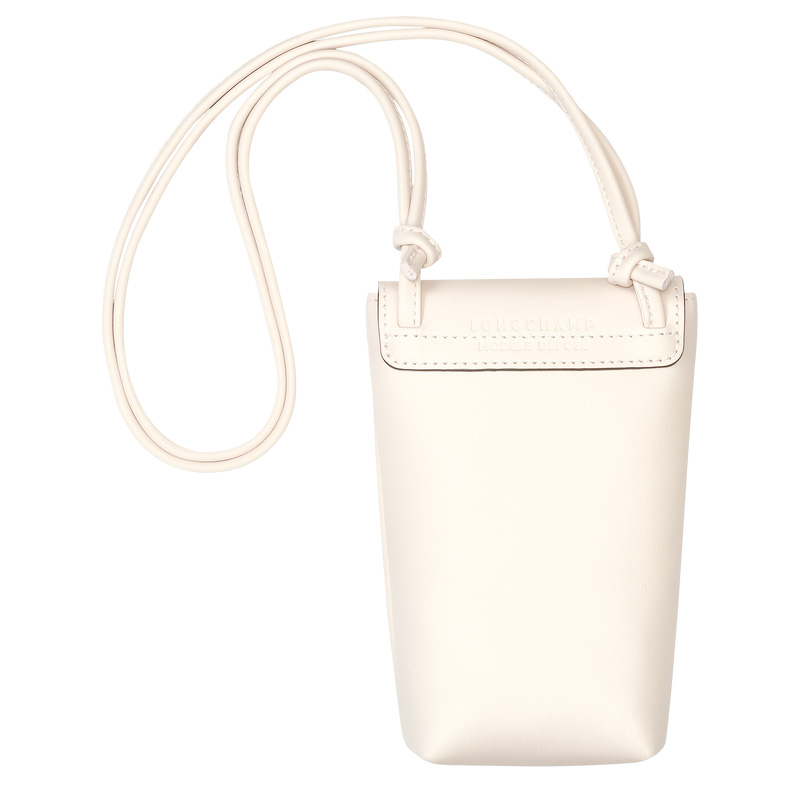 Pouches Longchamp Le Pliage Xtra Phone case with leather lace Masculino Ecru | LC-ABLE1622