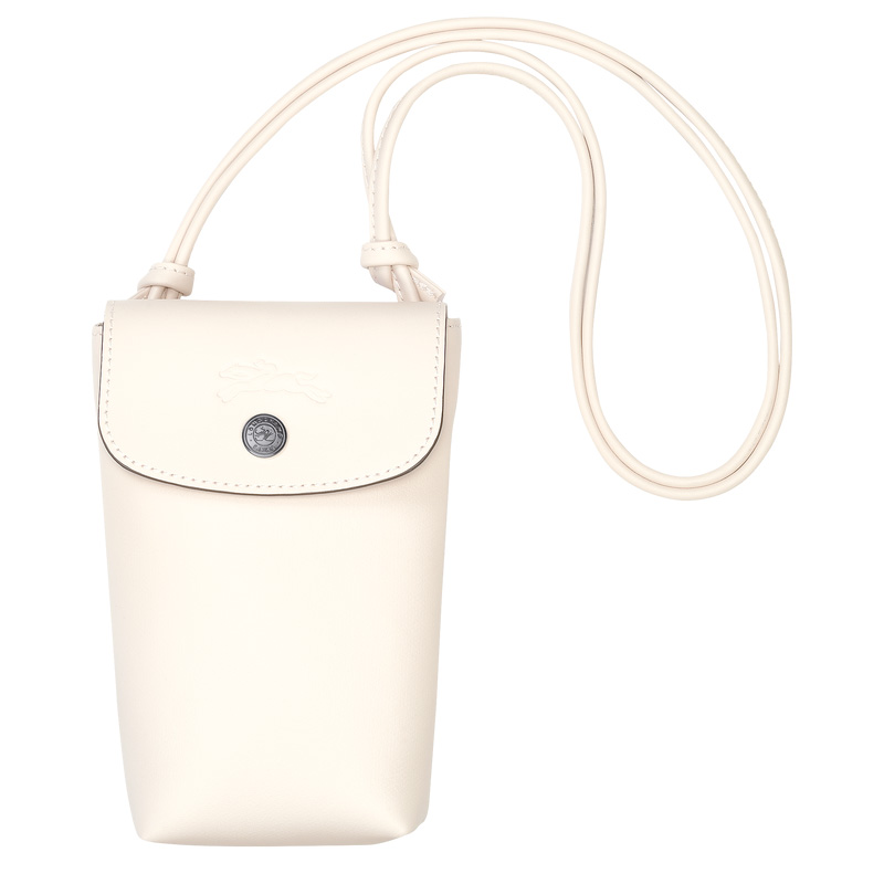 Pouches Longchamp Le Pliage Xtra Phone case with leather lace Masculino Ecru | LC-ABLE1622