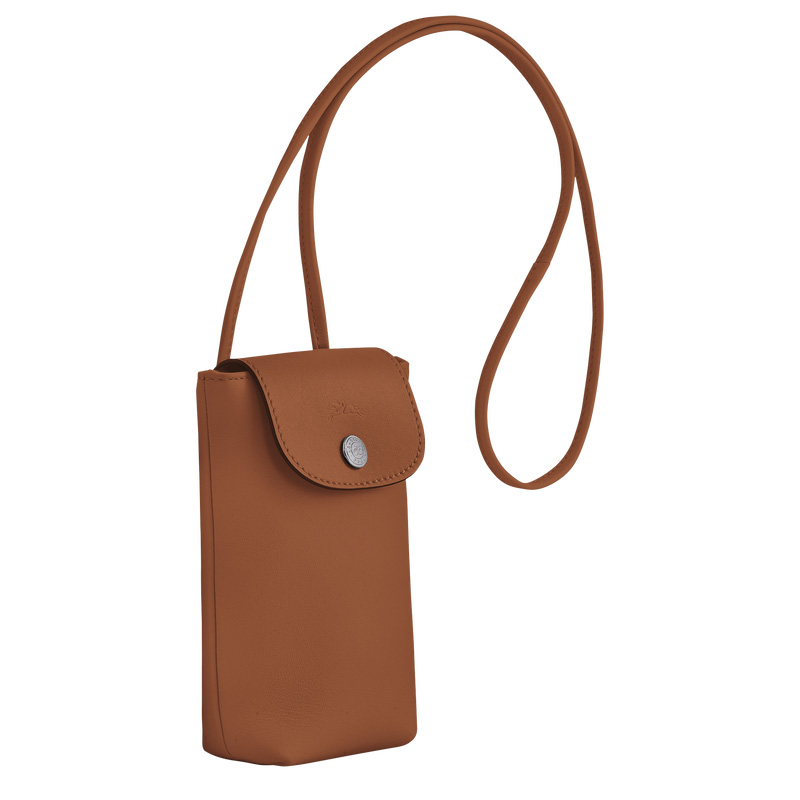 Pouches Longchamp Le Pliage Xtra Phone case with leather lace Masculino Cognac | LC-IRUX5410