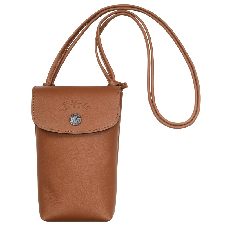 Pouches Longchamp Le Pliage Xtra Phone case with leather lace Masculino Cognac | LC-IRUX5410