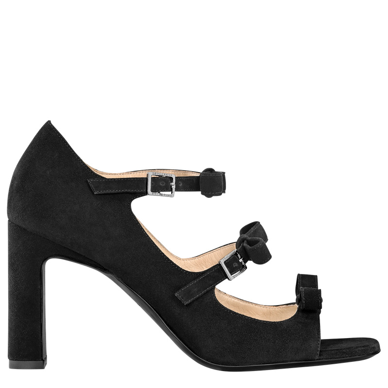 Sandálias Longchamp La Baronne Sandals Feminino Pretas | LC-PWNM7904
