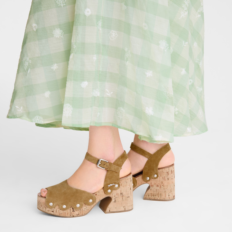 Sandálias Longchamp La Cigale Sandals Feminino Walnut | LC-QJPD1524