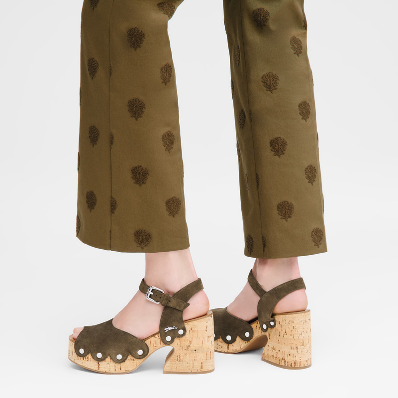 Sandálias Longchamp La Cigale Sandals Feminino Verde Oliva | LC-MHNH5729