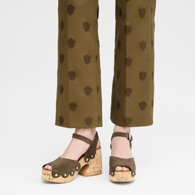 Sandálias Longchamp La Cigale Sandals Feminino Verde Oliva | LC-MHNH5729