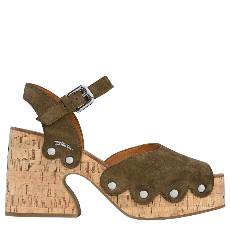 Sandálias Longchamp La Cigale Sandals Feminino Verde Oliva | LC-MHNH5729