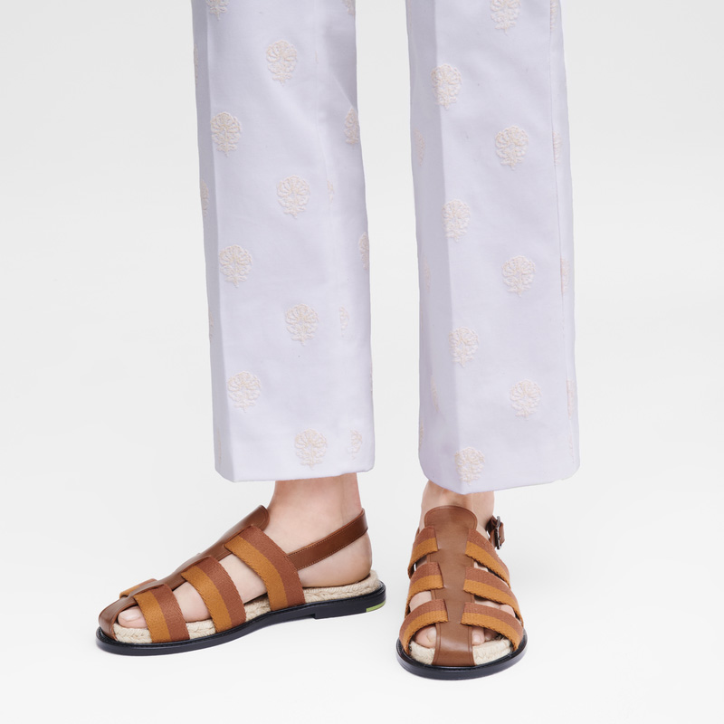 Sandálias Longchamp Shadow Sandals Feminino Cognac | LC-KLLV9205