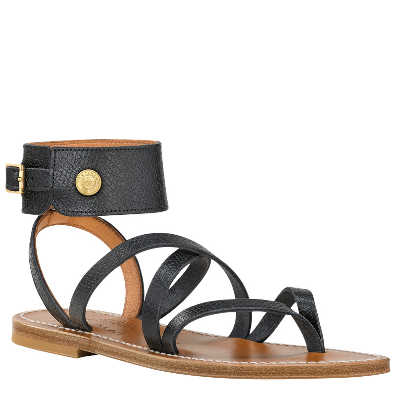Sandálias Longchamp x K.Jacques Sandals Feminino Pretas | LC-FHNE7304