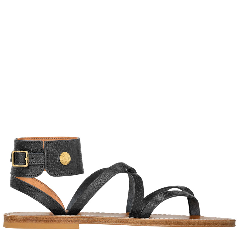 Sandálias Longchamp x K.Jacques Sandals Feminino Pretas | LC-FHNE7304
