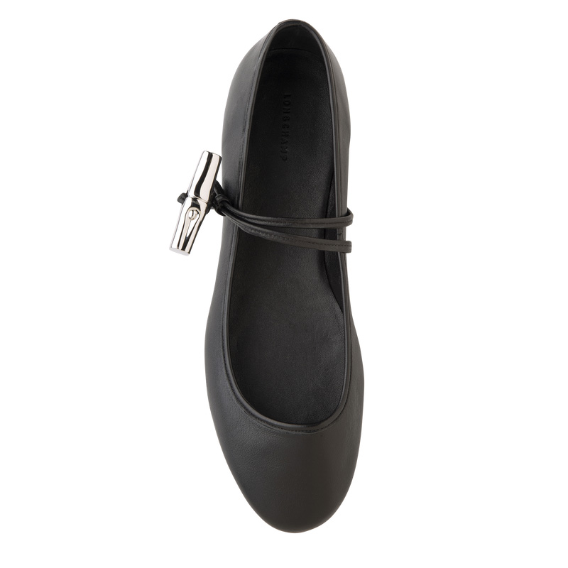 Sapatos de Ballet Longchamp Le Roseau Ballerinas Feminino Pretas | LC-LNYF2427