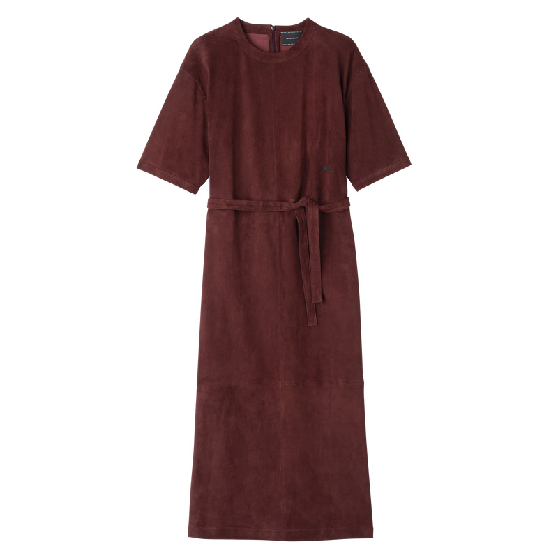 Vestido Longchamp Leather long dress Feminino Bordeaux | LC-XIBH4222