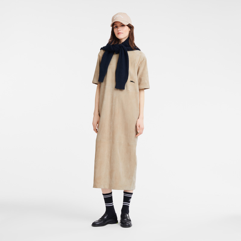 Vestido Longchamp Leather long dress Feminino Linen | LC-NOXN3443
