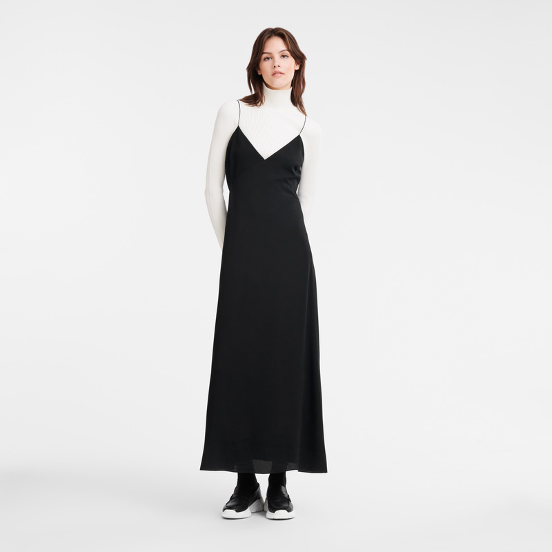 Vestido Longchamp Long dress Feminino Pretas | LC-TQFY3862