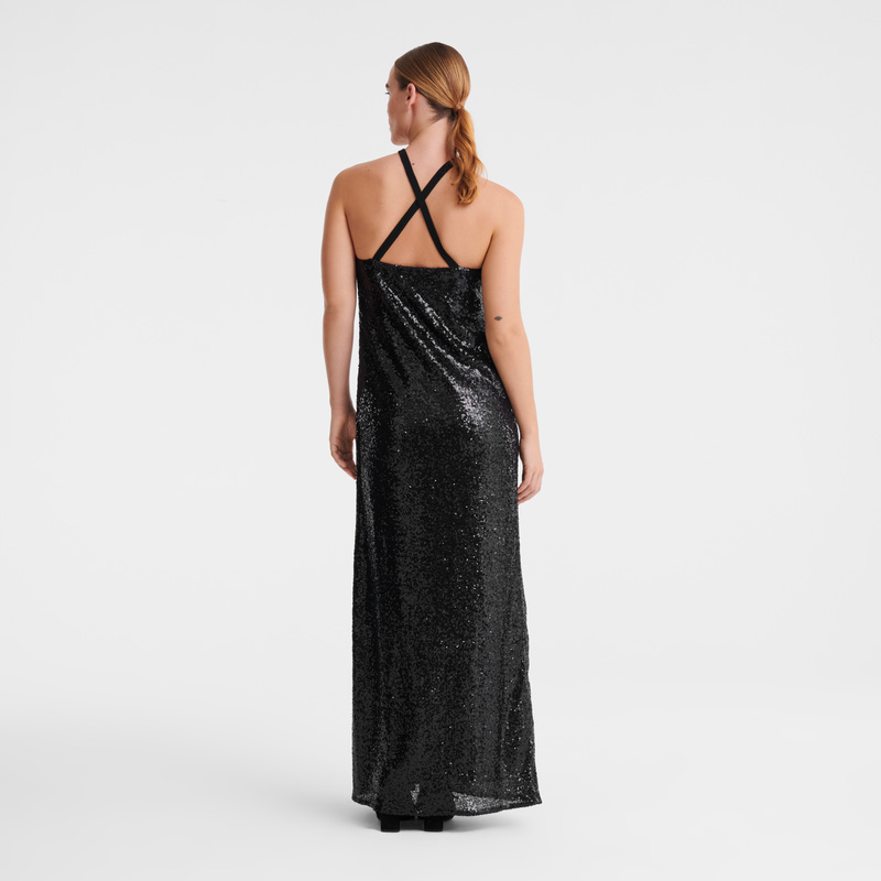 Vestido Longchamp Long dress Feminino Pretas | LC-WBNX5452