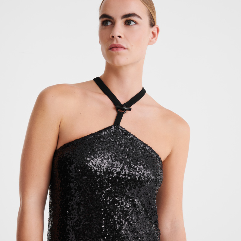 Vestido Longchamp Long dress Feminino Pretas | LC-WBNX5452